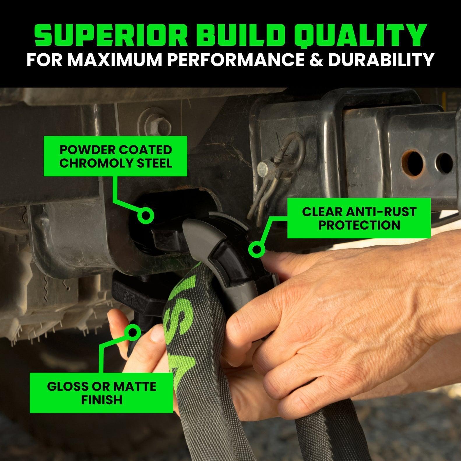 Rhino USA 8T Super Shackle 2-Pack (Matte Black) | SUPERSHACK-MATTE
