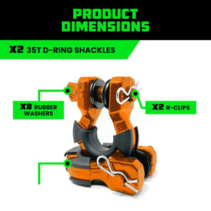 Rhino USA 8T Super Shackle 2-Pack (Orange) | SUPERSHACK-ORG