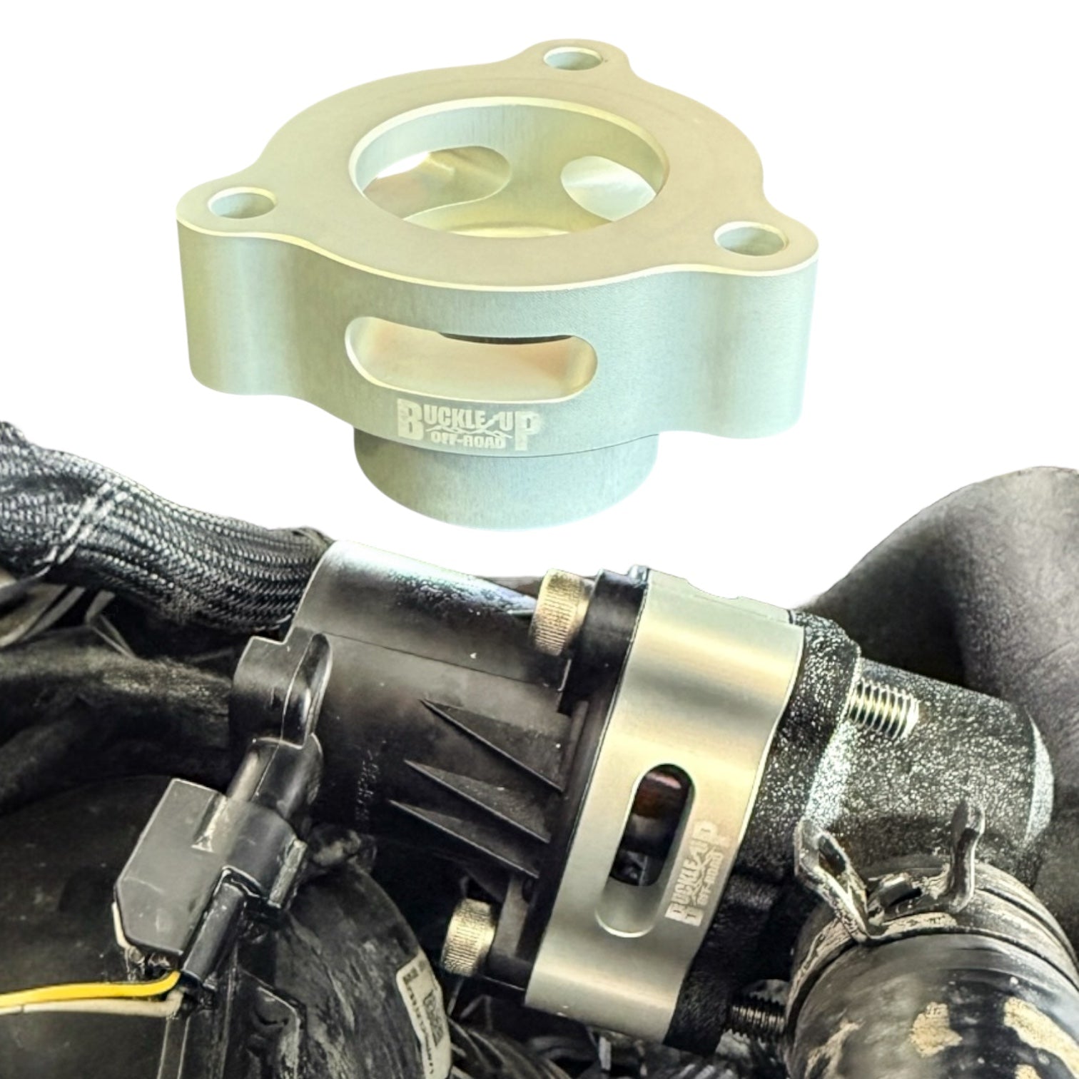 Buckle Up Off-Road Silver Blow Off Valve Spacer for Ford Bronco, Bronco Raptor, Ranger Raptor & More | USA MADE