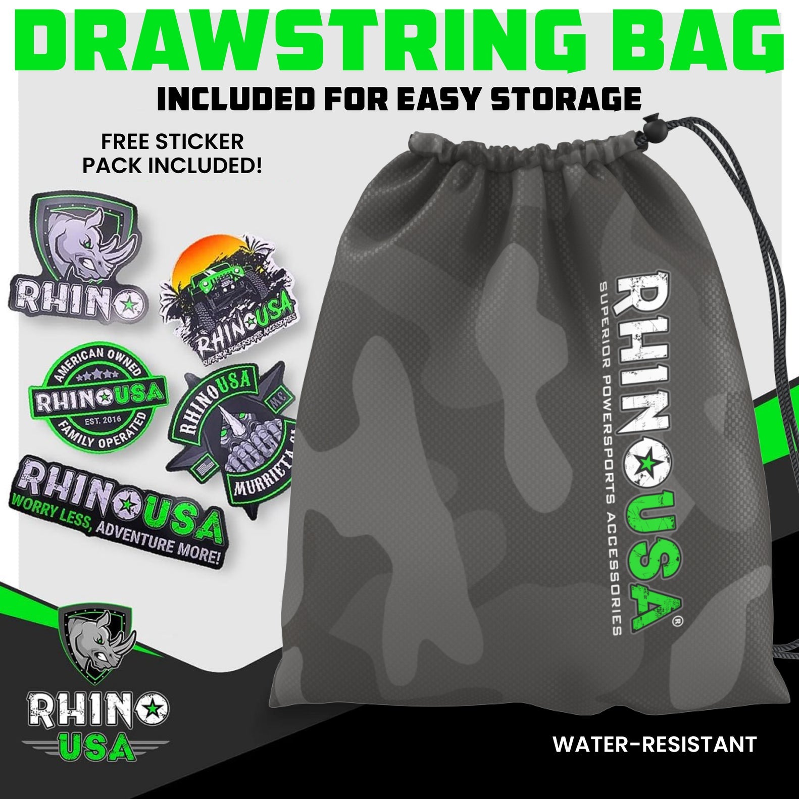 Rhino USA Self-Tensioning Ratchet Straps (4Pk 1.6Inx8Ft) (Black) | TD-RSST-16X8-4BLK
