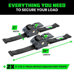 Rhino USA Retractable Ratchet Straps (2Pk 2Inx10Ft) (Black) | TD-RSRE2X10-BLK-R