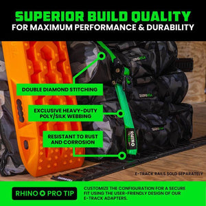 Rhino USA Retractable E-Track Ratchet Straps (2 Pack, 2Inx10Ft) (Green) | TD-RSRE2X10-ETRK-GRN