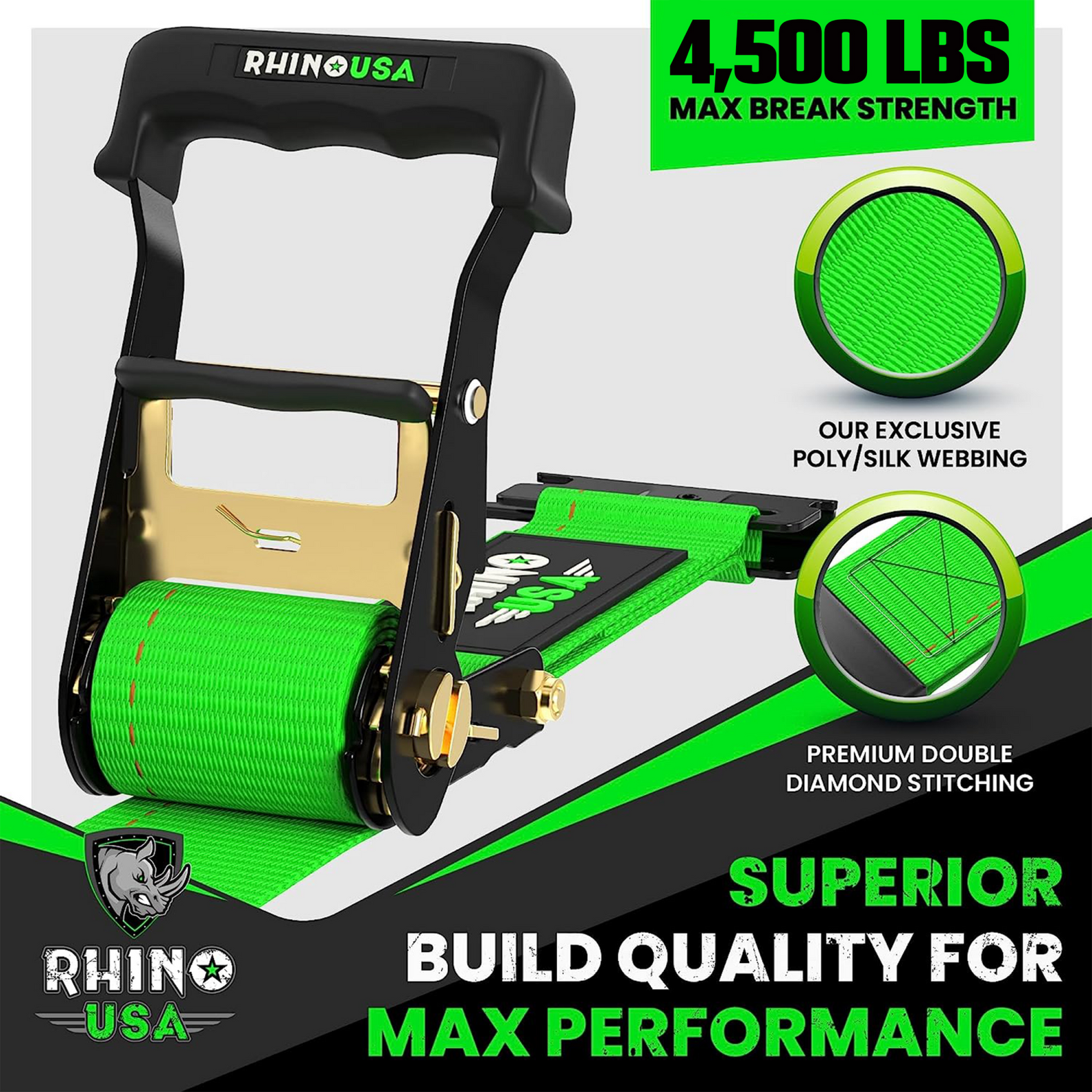 Rhino USA Utv Wheel Chock Tie-Down Kit (2-Wheel Kit) (Green) | RNO-CHOCK-SET