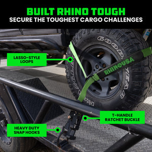 Rhino USA Lasso Straps; Basket Straps - Green - Snap Hook | TD-VSLASSO-GRN-SNAP